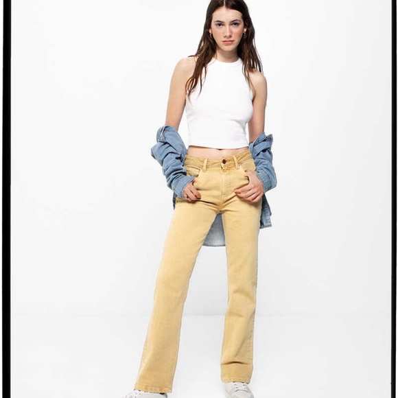 Springfield | Jeans | Springfield High Waist Straight Jeans Gold Size ...